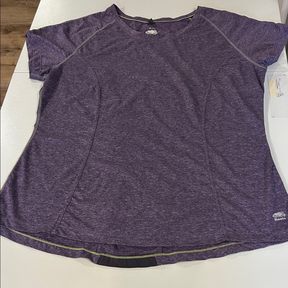 Roots Women's Heathered Purple Short-Sleeve Performance Tee